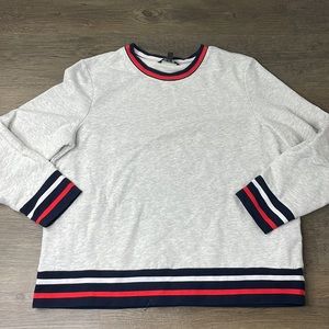 Banana Republic Women’s Grey Crewneck Sweatshirt, Navy Red White accents, XL